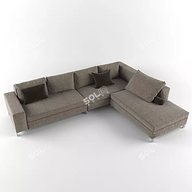 Versatile Two-Piece Sectional Sofa 3D model image 1