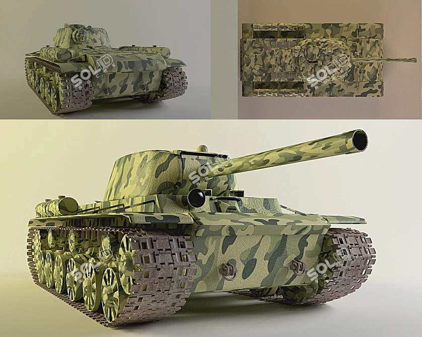 High-Poly KV-1C Model 3D model image 1