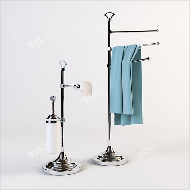 Triple Floor Towel Holder & Stand 3D model image 1