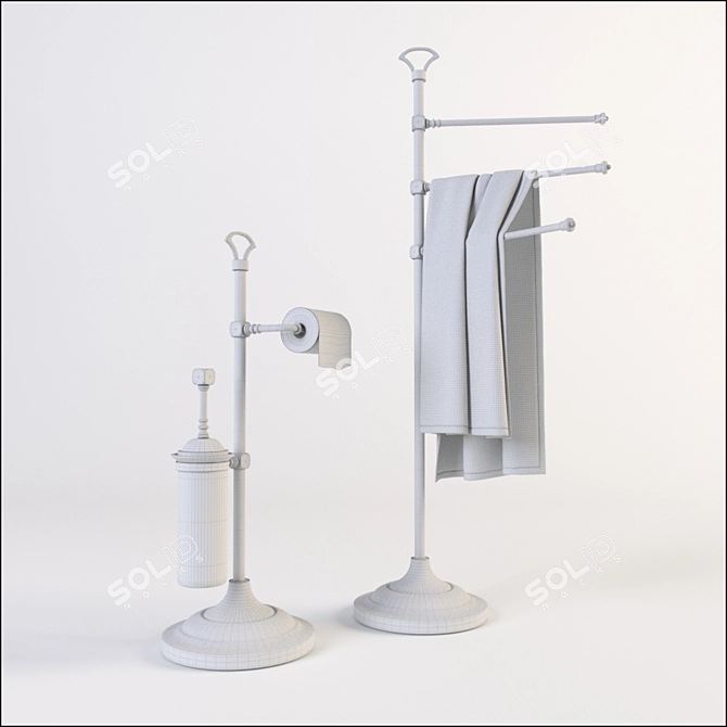 Triple Floor Towel Holder & Stand 3D model image 2