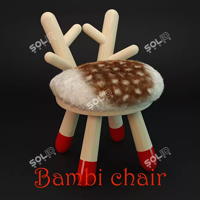 Furry Delight: Bambi Chair with Realistic Hair 3D model image 1