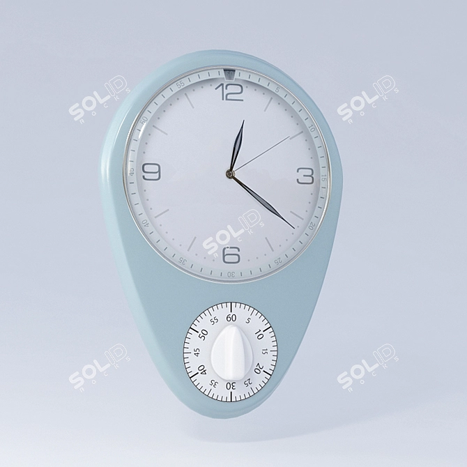 Vintage Kitchen Clock - 60s Retro 3D model image 1