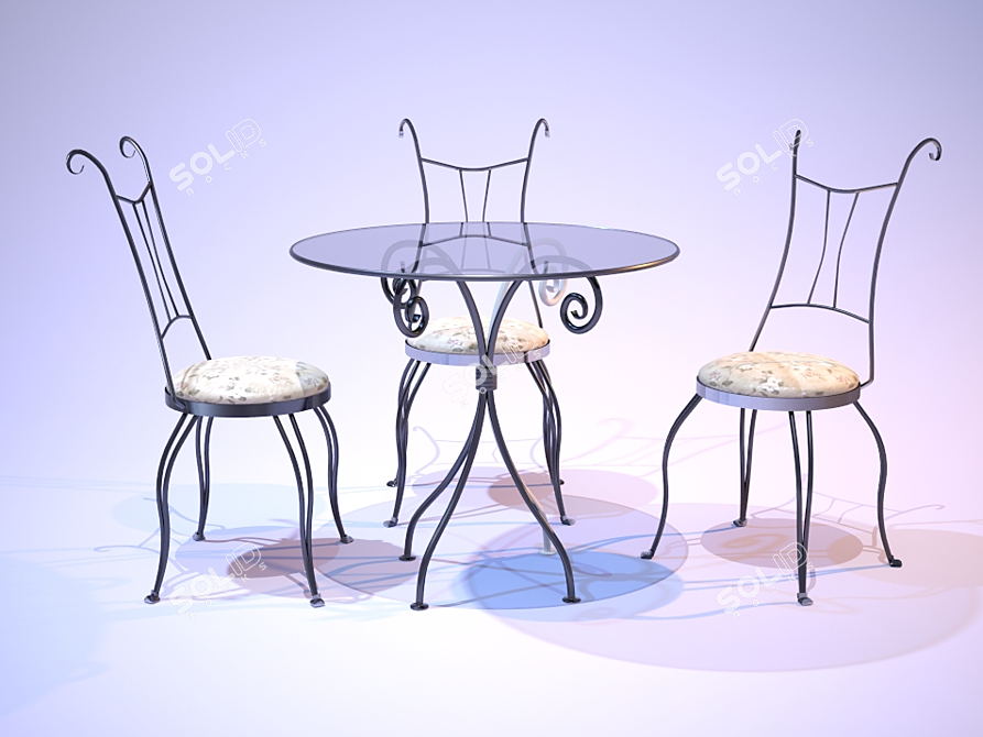 Artisan Forge Table and Chairs 3D model image 1