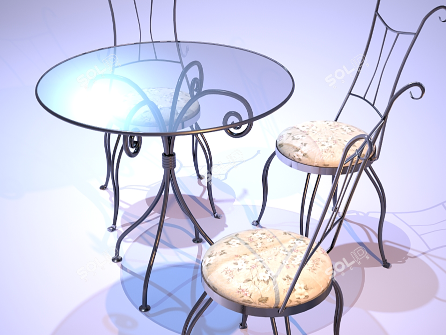 Artisan Forge Table and Chairs 3D model image 2