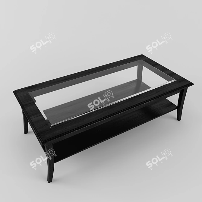 Modern Black Wood Table with Glass Insert 3D model image 1