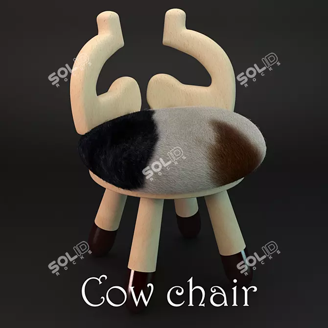 Fuzzy Fur Cow Chair: A Cozy Seating Solution 3D model image 1