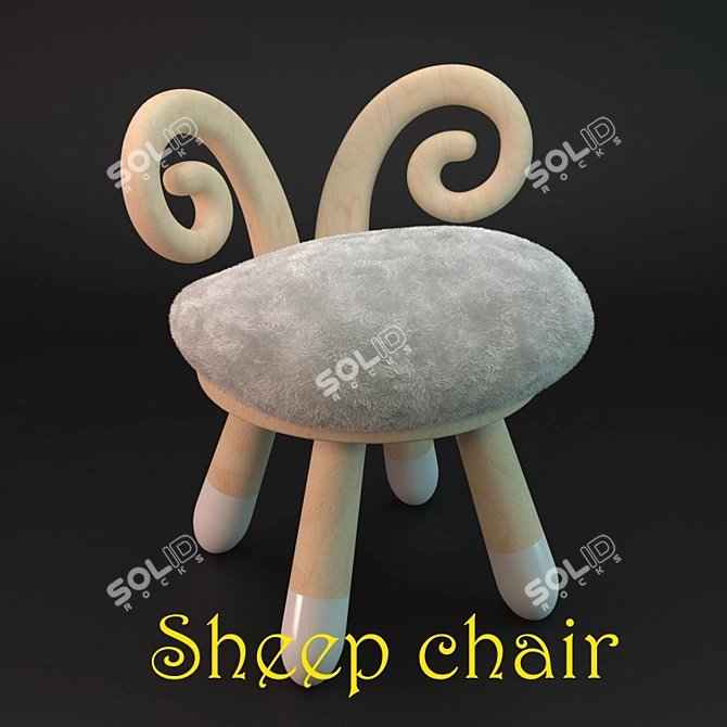 Title: Cozy Sheep Chair: Faux Fur Delight! 3D model image 1
