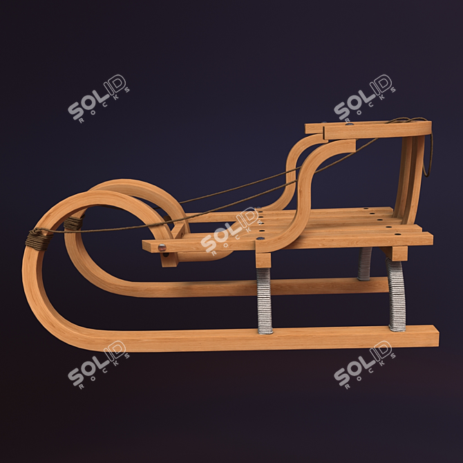 Wooden Children Sledges 3D model image 2