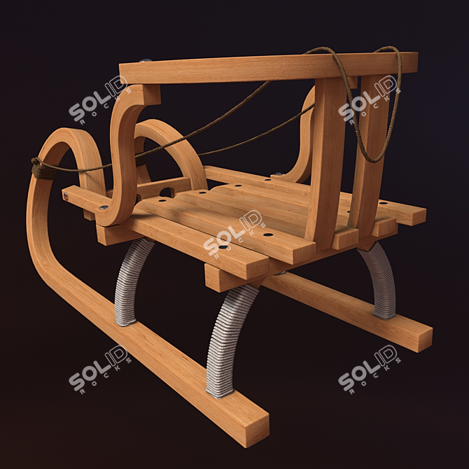 Wooden Children Sledges 3D model image 3