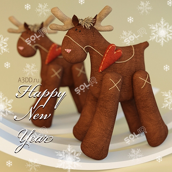 Festive Christmas Reindeer 3D model image 1