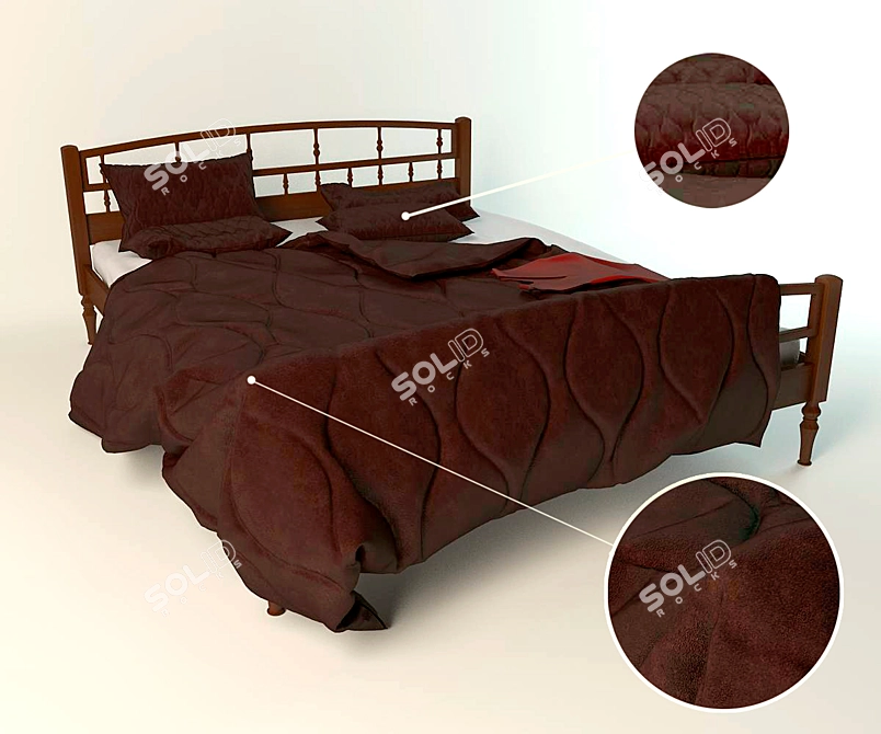 Cozy Dream Bed: Luxury Bedding Set 3D model image 1