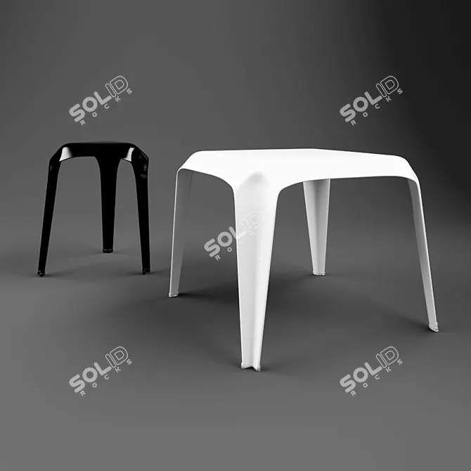 Title: Modern Cappellini Table & Stool 3D model image 1