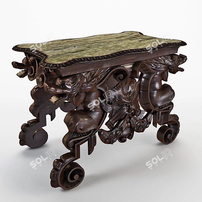  Handcrafted Textured Table 3D model image 1