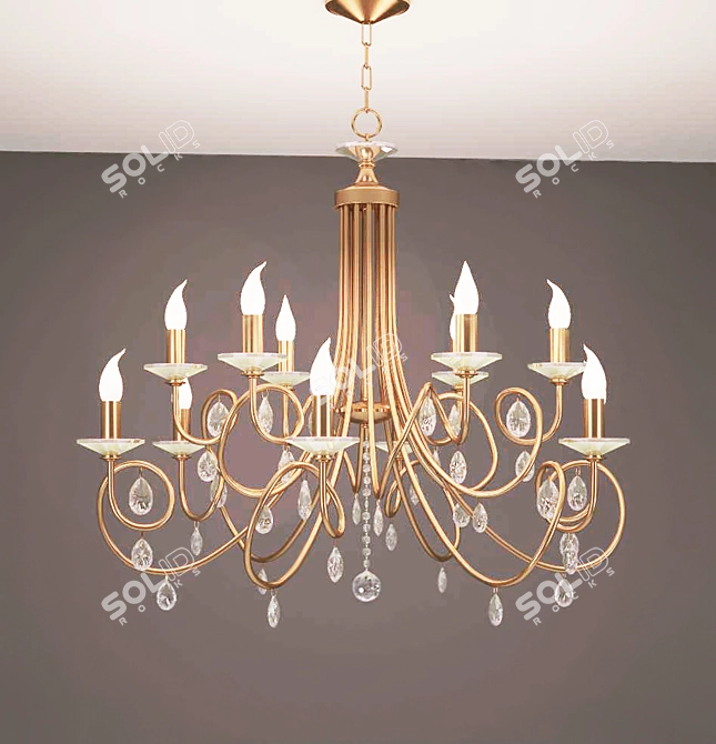 Orion Factory 12-Light Crystal Chandelier 3D model image 1