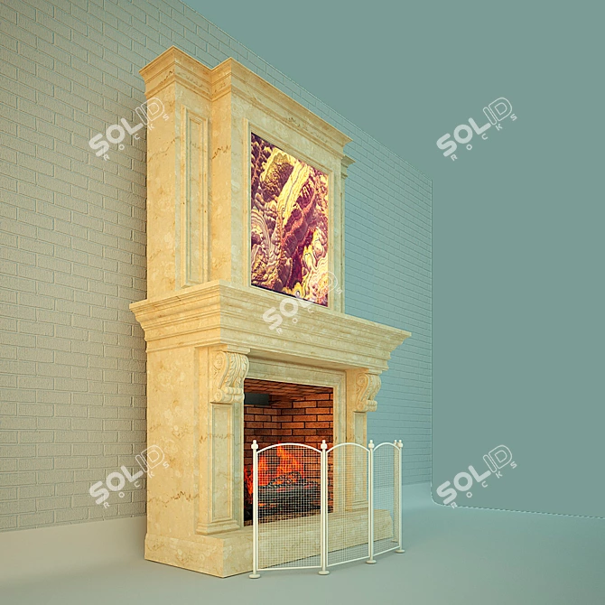 Viola Backlit Onyx Fireplace 3D model image 1