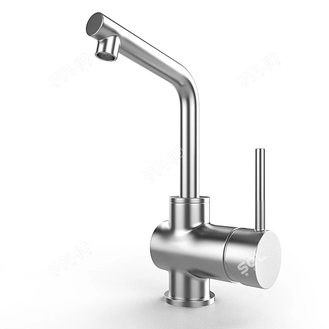 Sleek Stainless Black Sink Mixer 3D model image 1