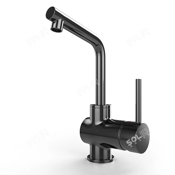 Sleek Stainless Black Sink Mixer 3D model image 2