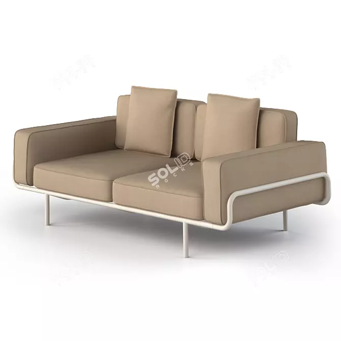 Beige 3-Seater Sofa: Ikea PS 2012 3D model image 1