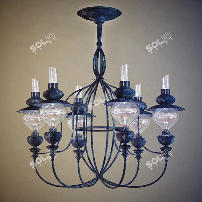 Title: Vintage Metal Chandelier 3D model image 1