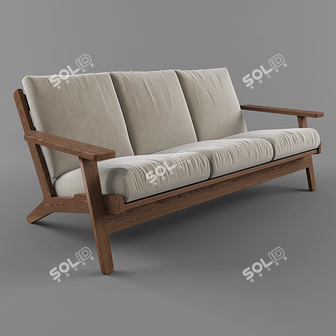 Classic Triple Wegner Sofa 3D model image 1