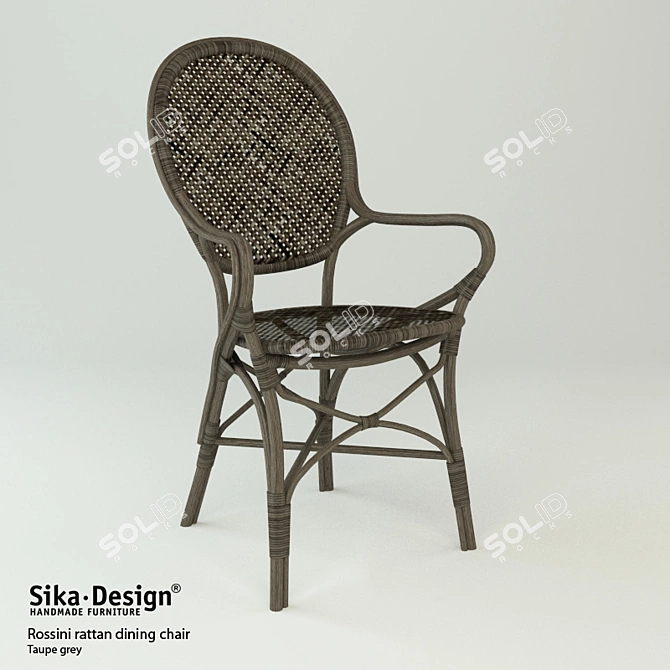 Elegant Rossini Rattan Dining Chair 3D model image 1
