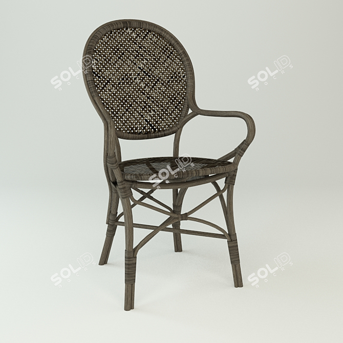 Elegant Rossini Rattan Dining Chair 3D model image 3