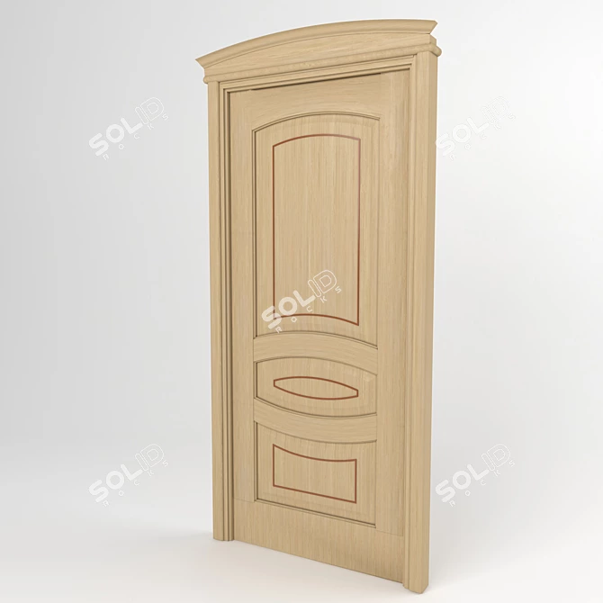 Elegant Wood Door Set 3D model image 1