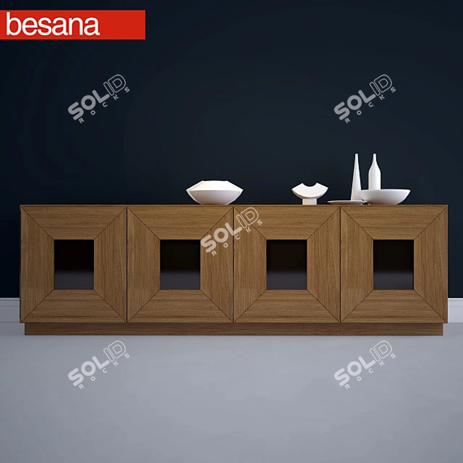 Elegant Fly Walnut Cupboard 3D model image 1