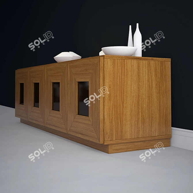 Elegant Fly Walnut Cupboard 3D model image 2