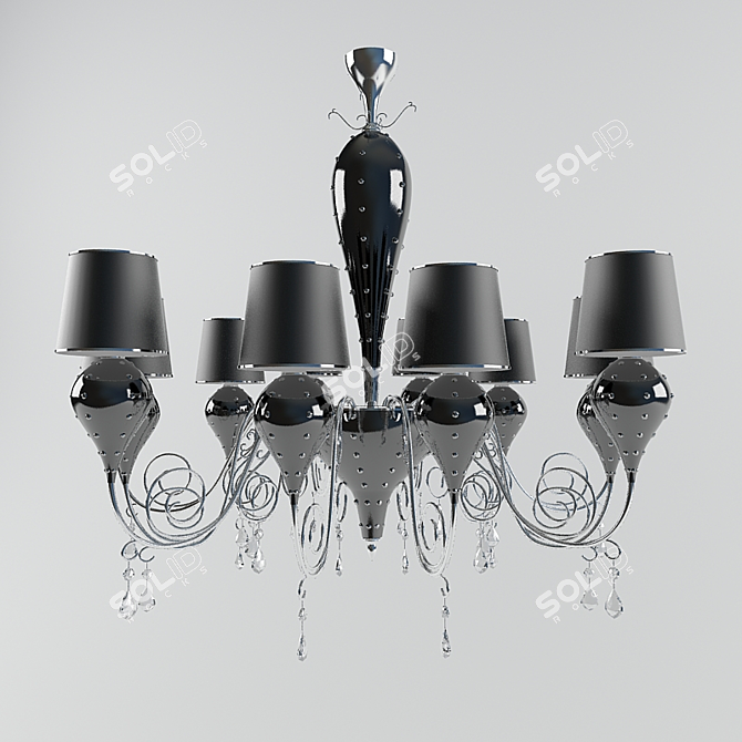 Elegant Black Grace Pendant 3D model image 1