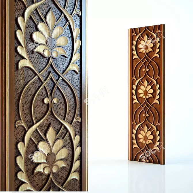 Exquisite Uzbek Woodcarving 3D model image 1