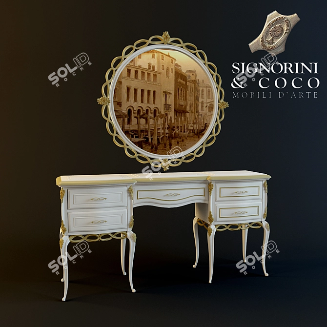 Eternal Elegance: Signorini &coco Vanity Table with Mirror 3D model image 1