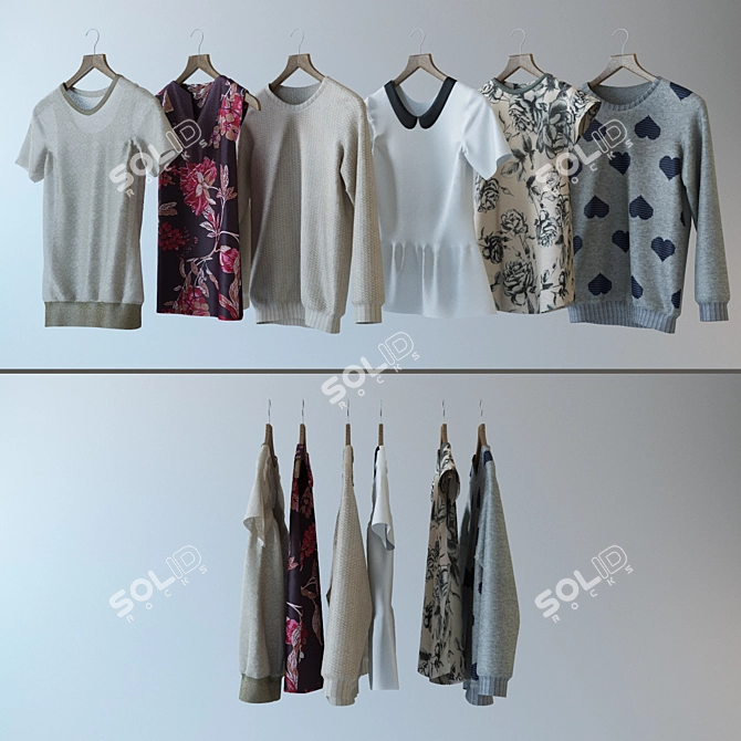 Stylish 6-Piece Women's Clothing Set 3D model image 1