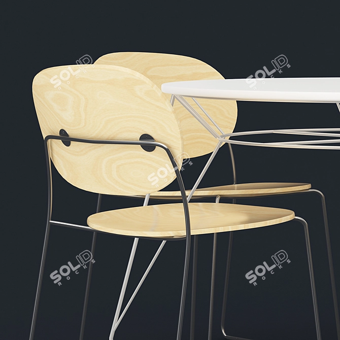 Sleek Swedese Olive Chair & 
Desiree Table Set 3D model image 2