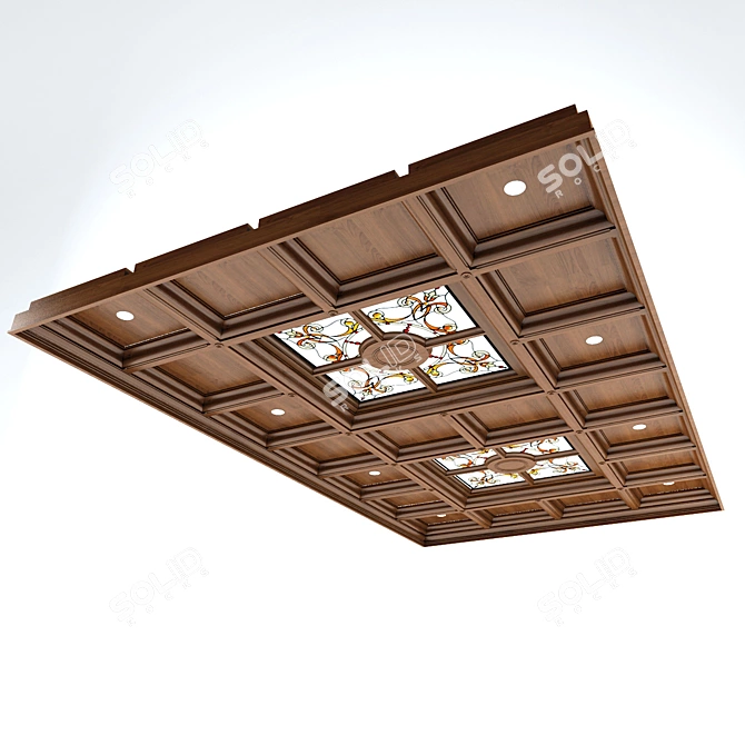 Title: Elegant Wooden Ceiling Design 3D model image 1