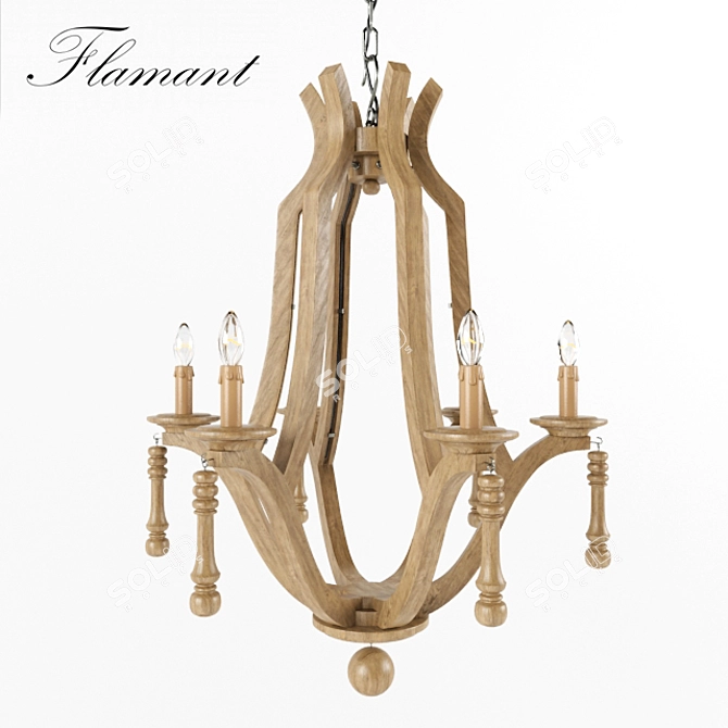 Martello Wood Chandelier - Elegant and Stylish 3D model image 1