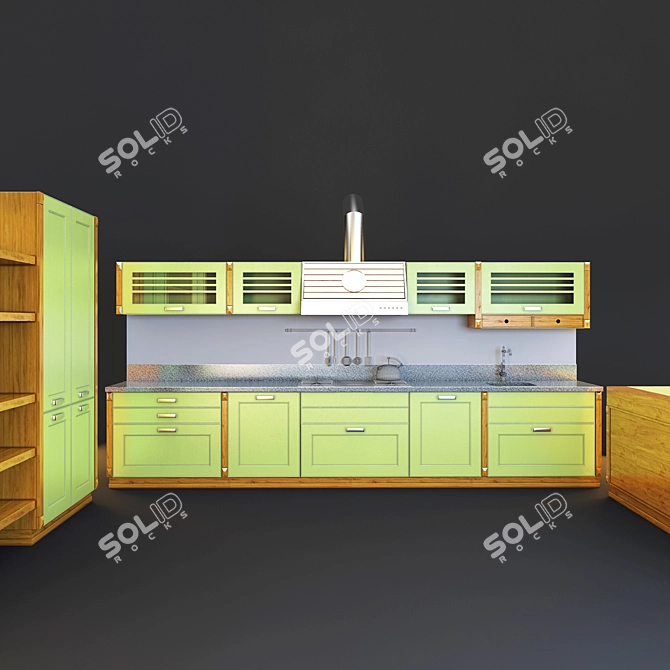 Sleek Patrizia Kitchen 3D model image 1