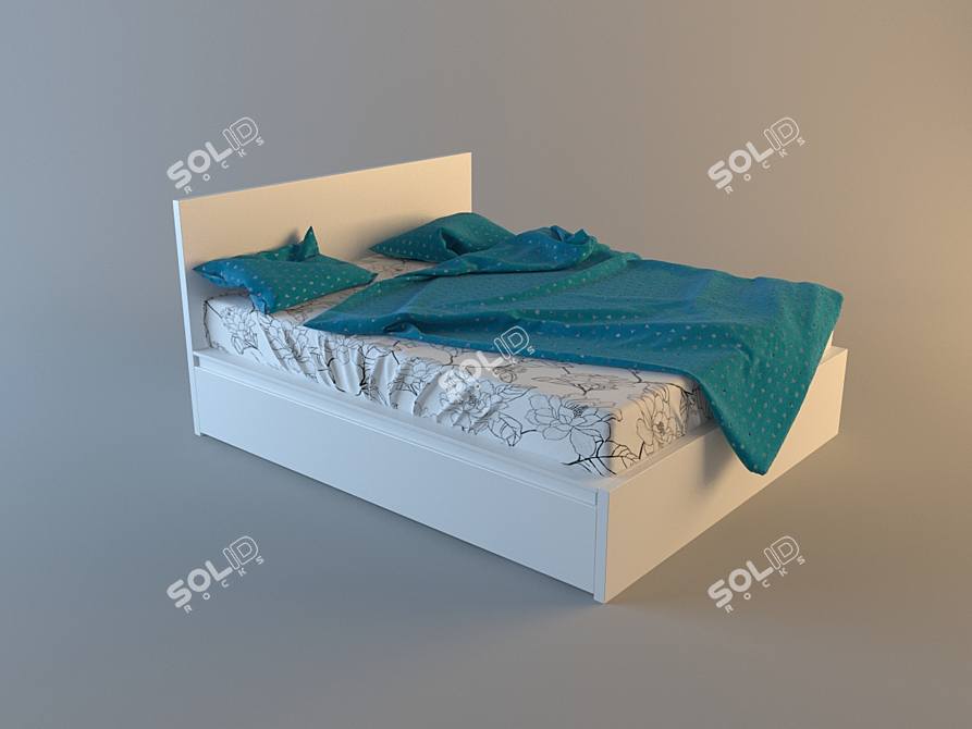 Sleek and Sturdy: Ikea MALM Bed 3D model image 2