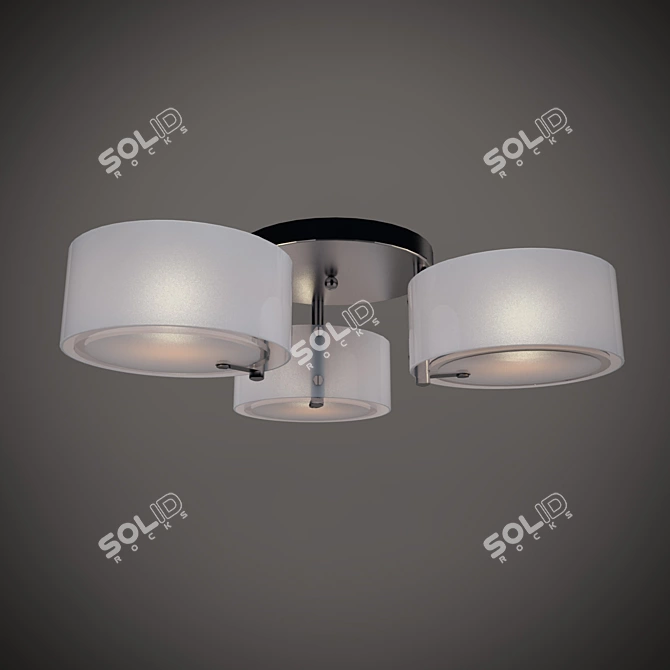 Acrylic Chrome Chandelier with 3 Shades 3D model image 1