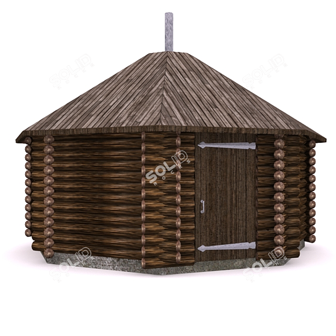 Rustic Log Cabin: An Ancient Dwelling 3D model image 1