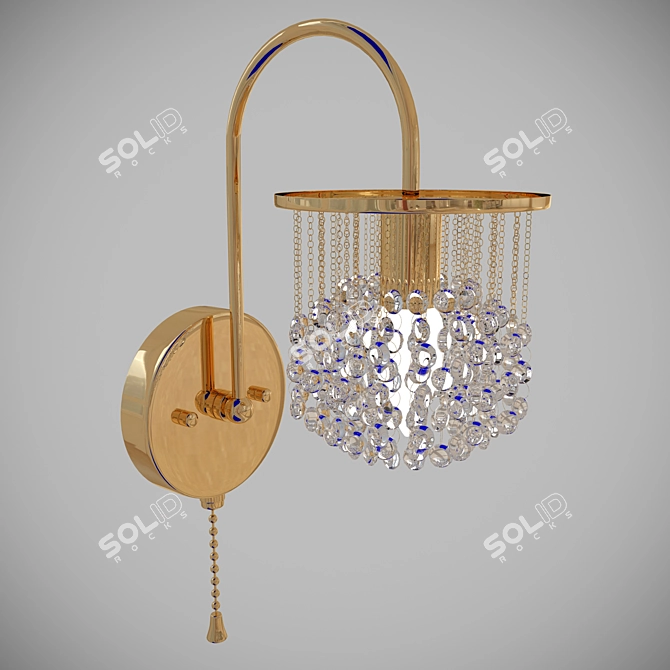 Elegant Gold Crystal Sconce 3D model image 1