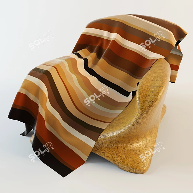 Cozy Chair with Blanket 3D model image 1