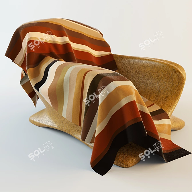 Cozy Chair with Blanket 3D model image 2