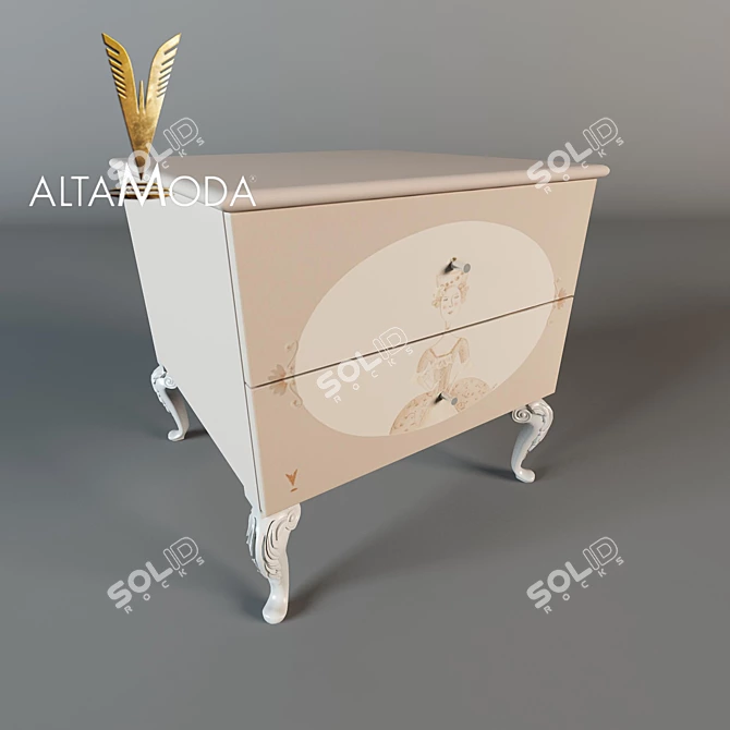 Elegant AltaModa Monnalisa Bedside Table 3D model image 1