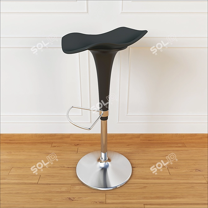 Sleek Black Bar Stool 3D model image 1