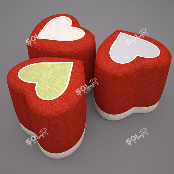 Heart-shaped Ottoman: Versatile, Stylish & Romantic 3D model image 1