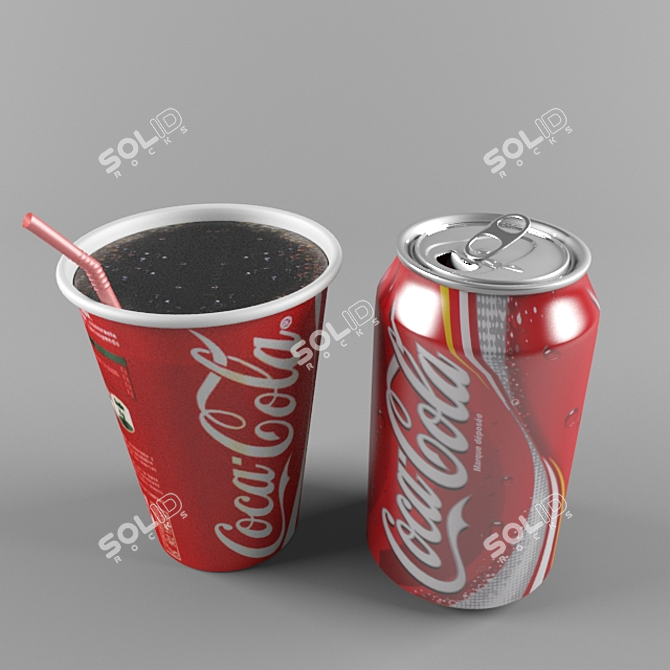 Soda Can and Coca Cola Cup 3D model image 1