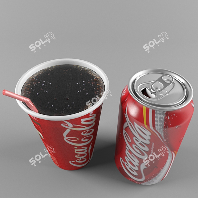 Soda Can and Coca Cola Cup 3D model image 2