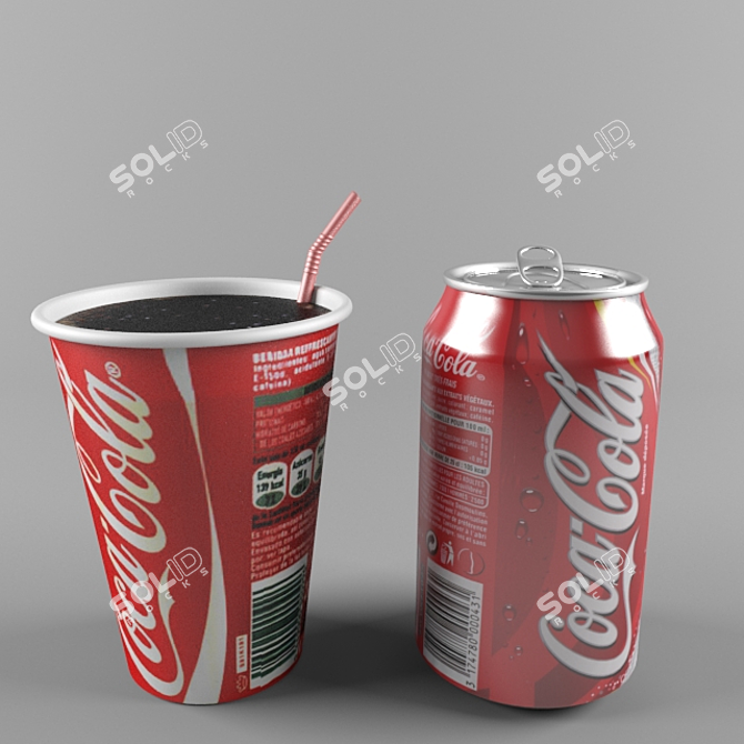 Soda Can and Coca Cola Cup 3D model image 3