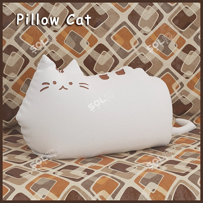 Cute Kitty Pillow: Perfect for Kids' Romantic Interiors 3D model image 1